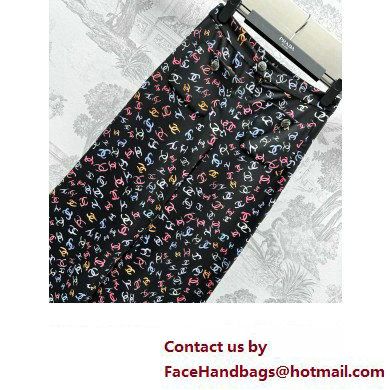 chanel Printed Neoprene Black  &  Multicolor PANTS P77205 2024